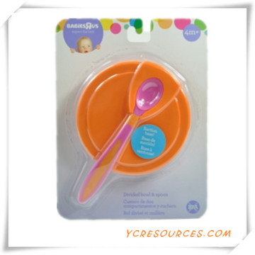 Childern Safe Portable Baby Spoon Fork Baby 2015 Promotional Gift for Baby Care with a Spoon with a Suction Cup Bowl (HA78039)